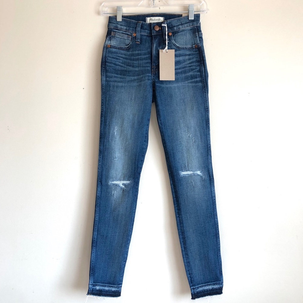 Madewell 9” High Rise Raw Hem Skinny Jeans, Blue Size 23